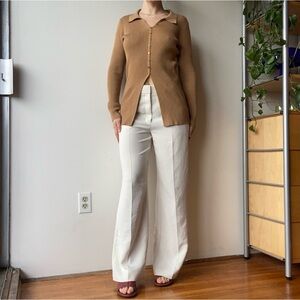 Anthropology brown half button up longsleeve